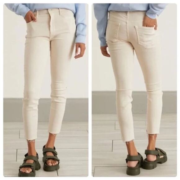 Mother The Looker Ankle Fray Womens Sz 24 Jeans skinny Mid Rise Ivory getting it - Picture 1 of 10